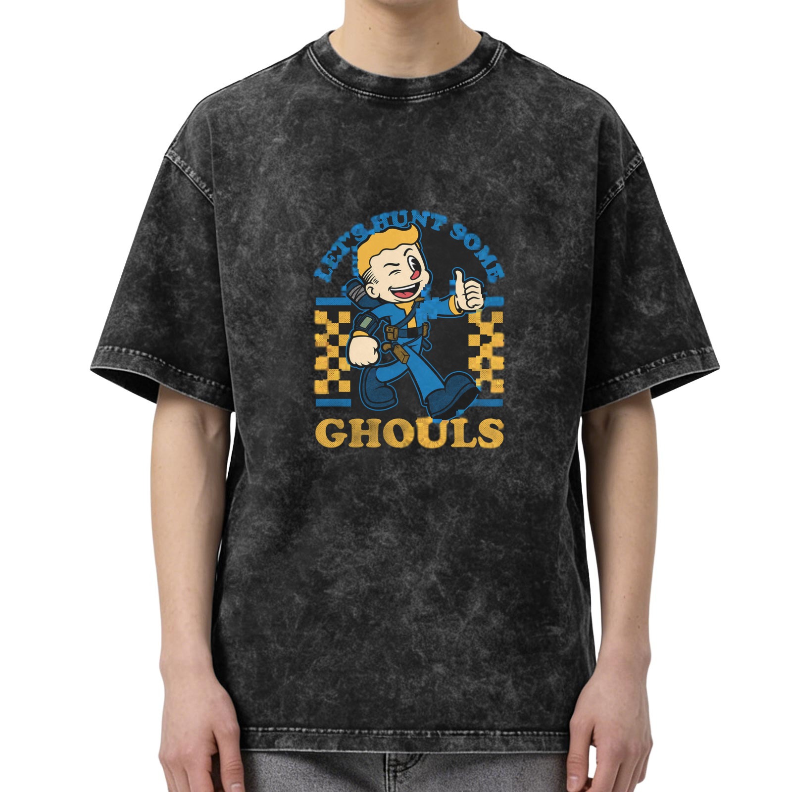 Fallout Vault Boy Let's Hunt Some Ghouls Acid Wash T-Shirt