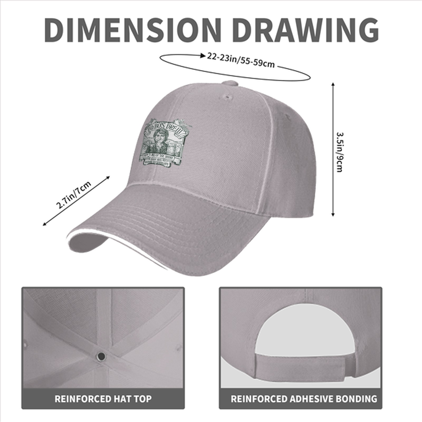 Black baseball cap with Bilbo's Brew Themed Print