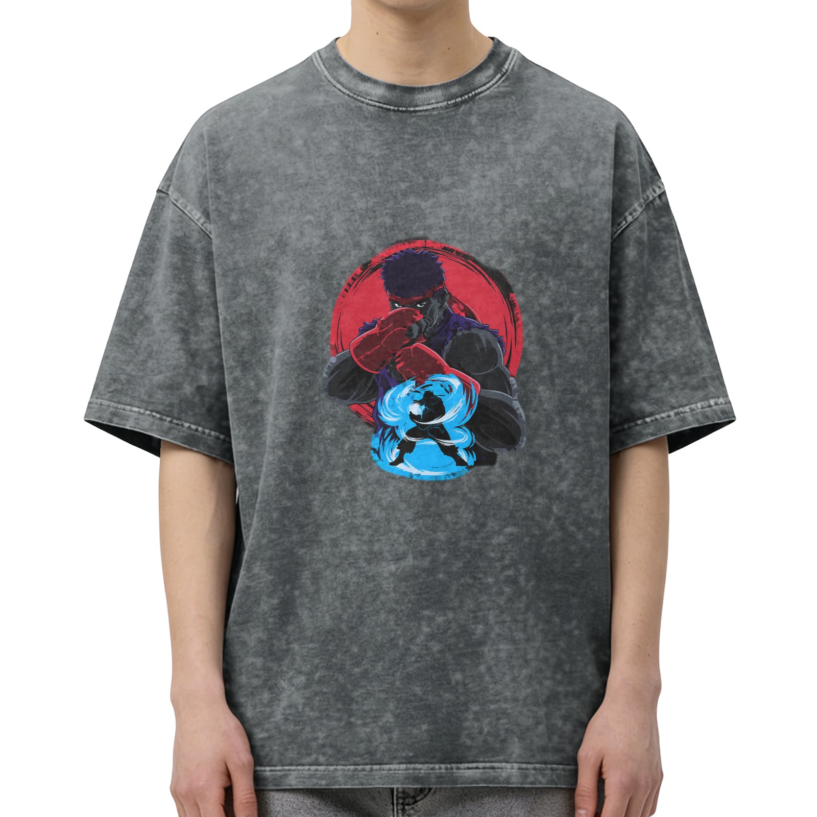 Street Fighter Ryu Graphic Stonewashed Black T-Shirt