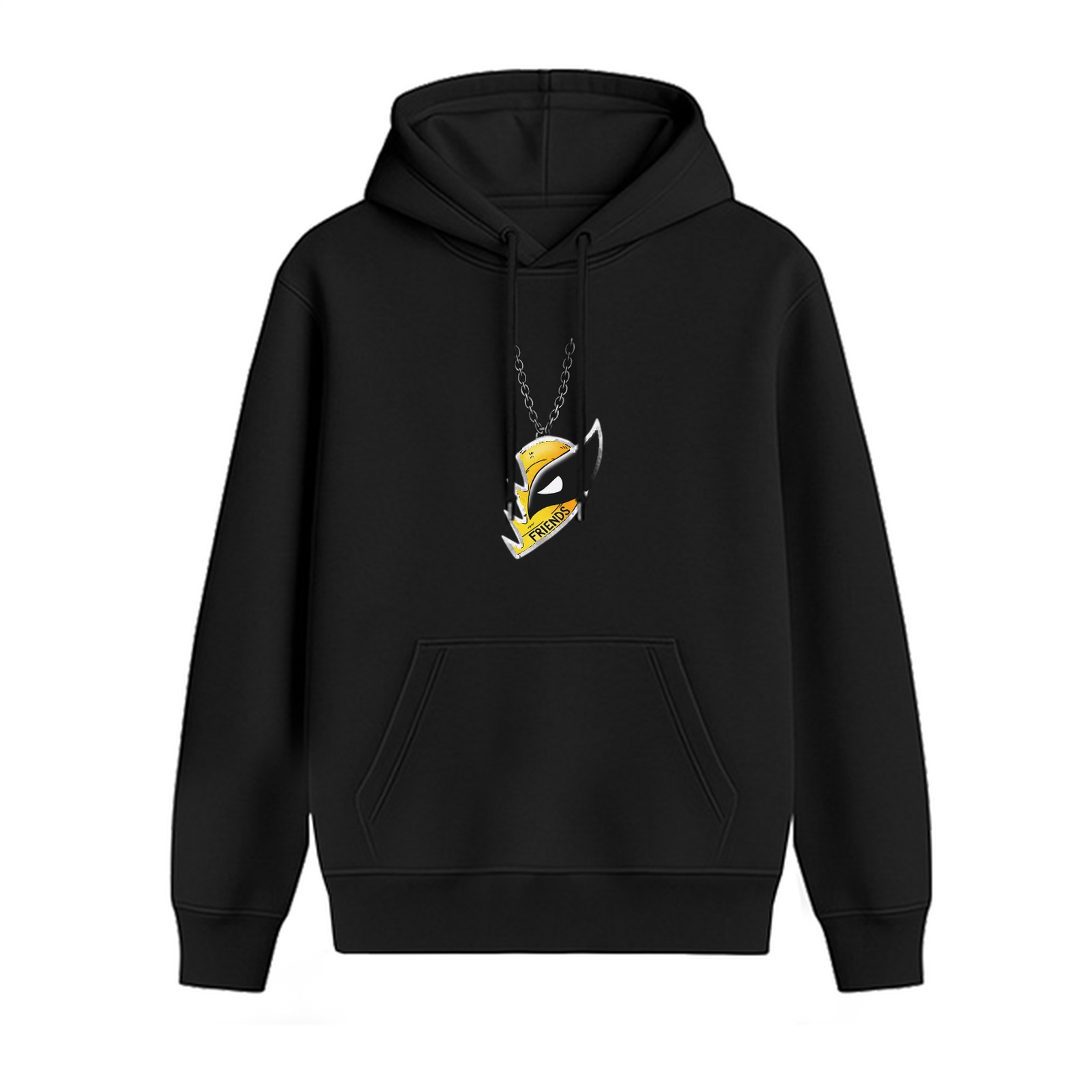 Black hoodie with Wolverine mask pendant graphic design