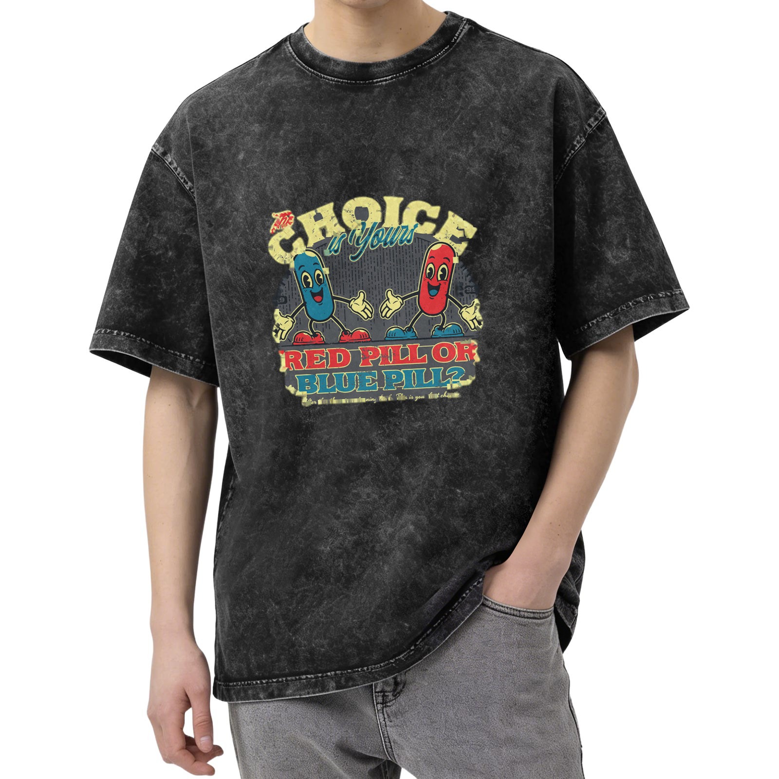 Vintage Red Pill or Blue Pill Choice Graphic T-Shirt