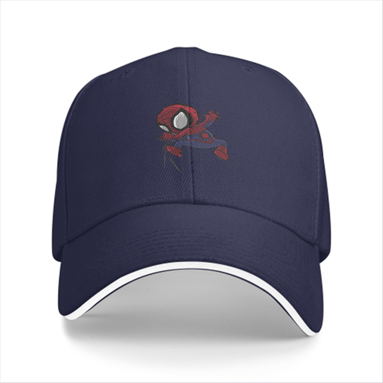 Black Baseball Cap with Chibi Spider-Man Graphic