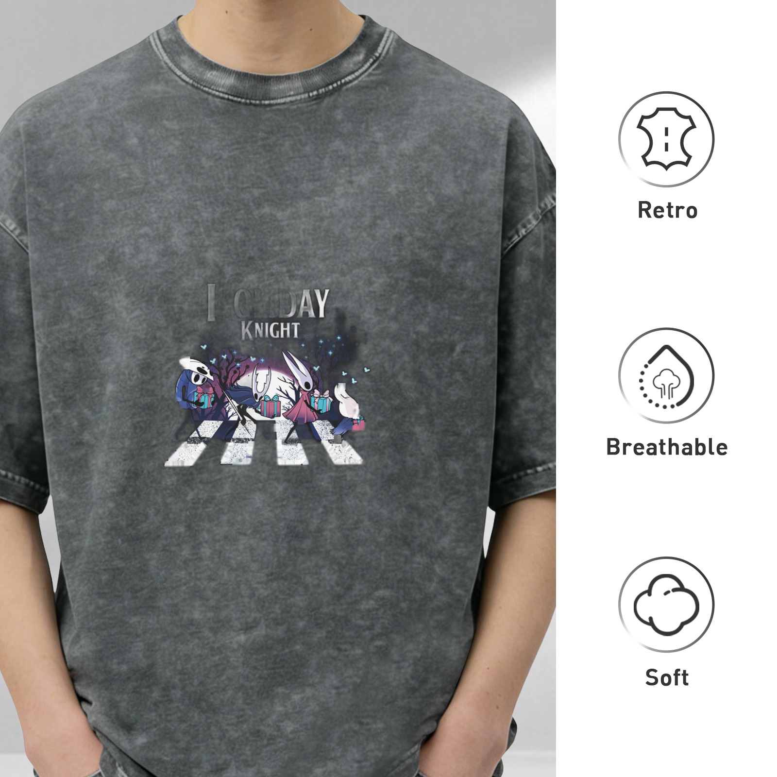 Hollow Knight Holiday Abbey Road Graphic Dark Wash T-Shirt