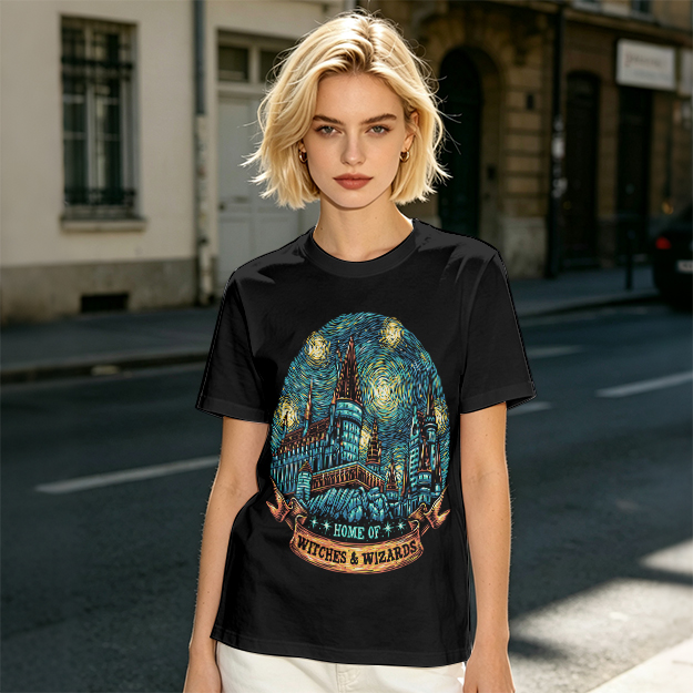 Home of Witches & Wizards Castle Starry Night T-Shirt