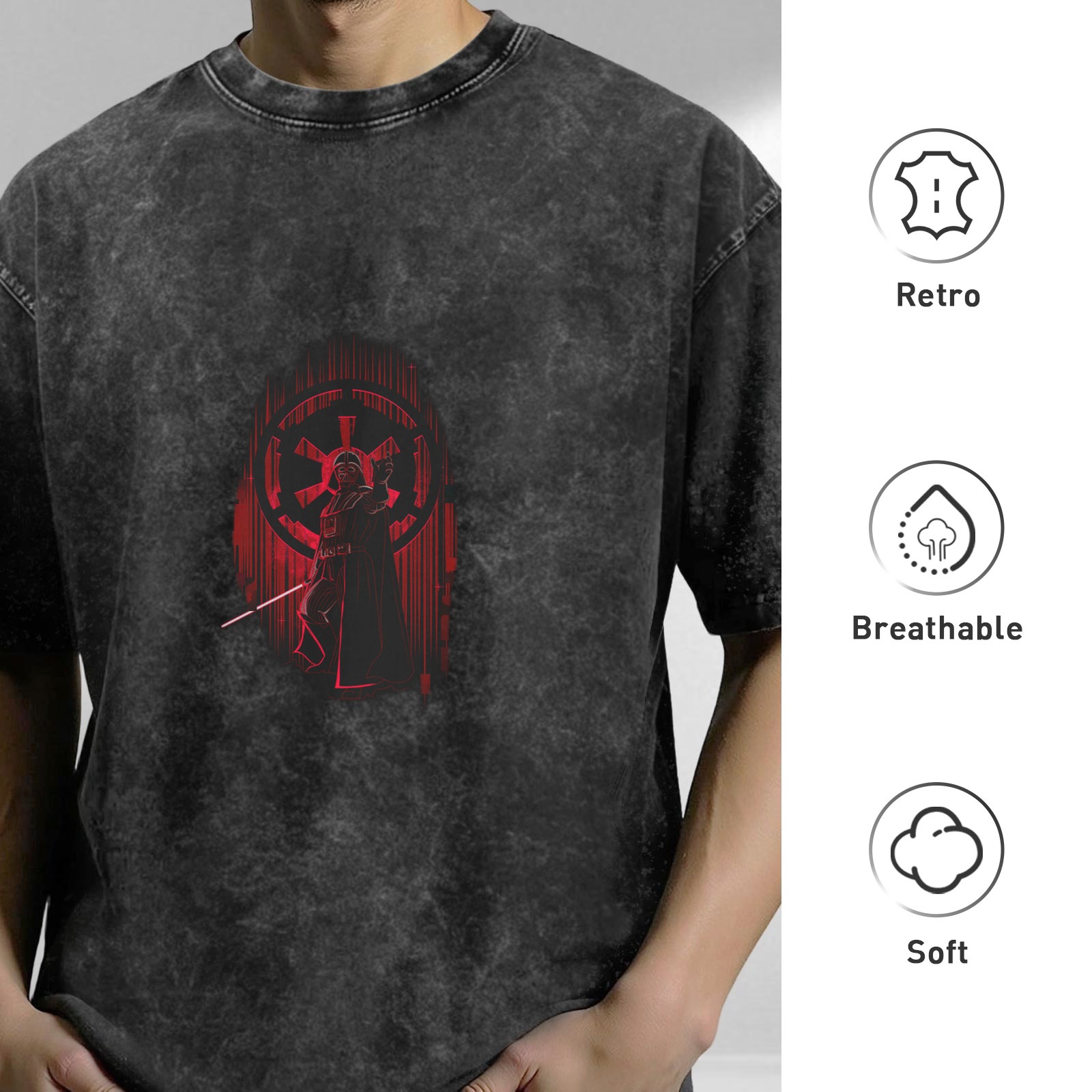 Star Wars Sith Imperial Emblem Graphic Acid Wash T-Shirt