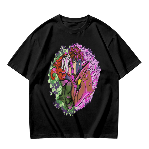 Olive T-Shirt with Gambit and Rogue Superhero Art Print