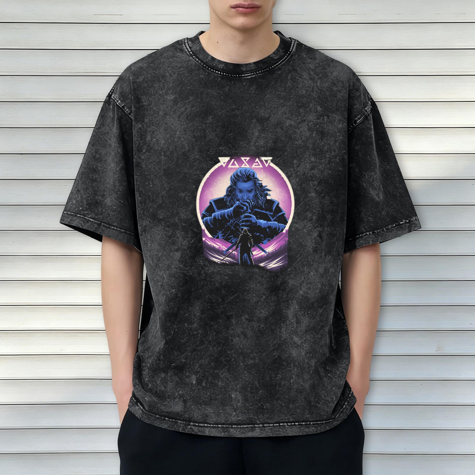 Viking Warrior Graphic Stonewashed T-Shirt