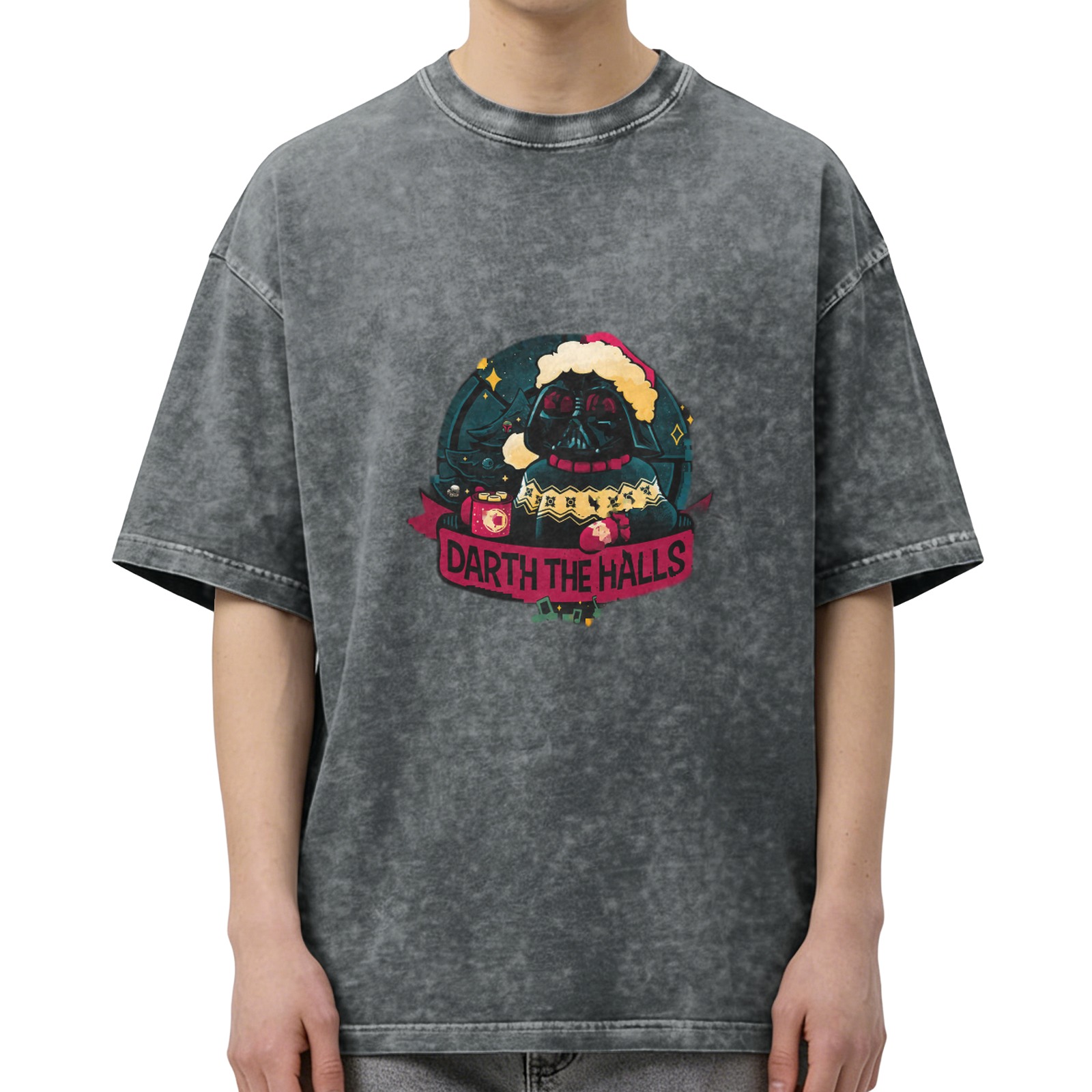 Darth The Halls Christmas Graphic Washed T-Shirt