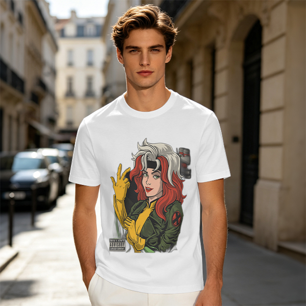 Olive T-shirt with Rogue X-Men Graphic Print