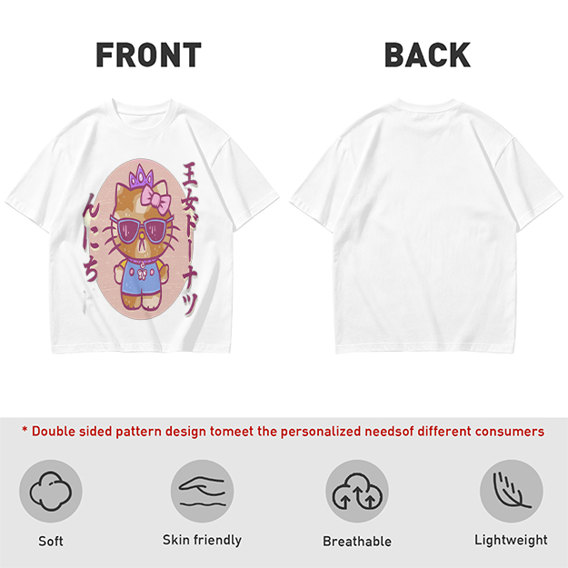 Olive T-Shirt with Cool Princess Cat Graphic Print
