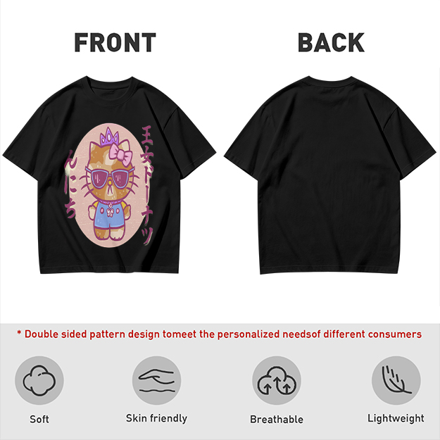 Olive T-Shirt with Cool Princess Cat Graphic Print
