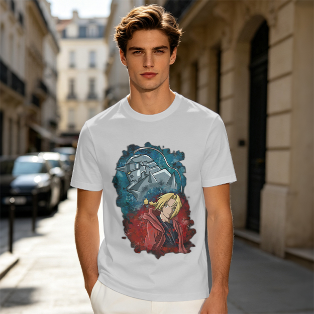 Fullmetal Alchemist Elric Brothers Graphic Olive T-Shirt