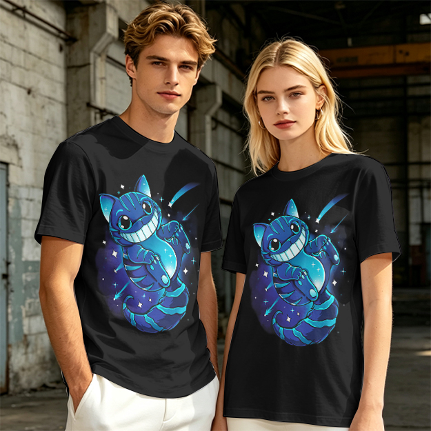 Olive T-shirt with Galaxy Cheshire Cat Graphic Print
