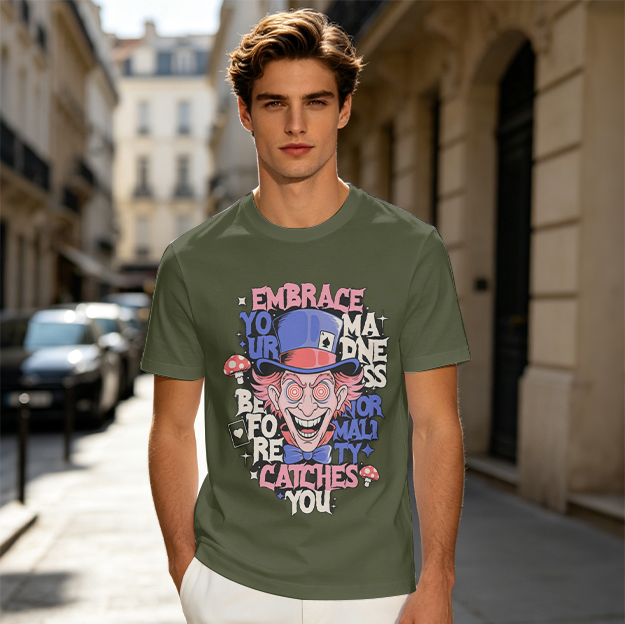 Oversized Graphic Tee With Mad Hatter Embrace Your Madness Print