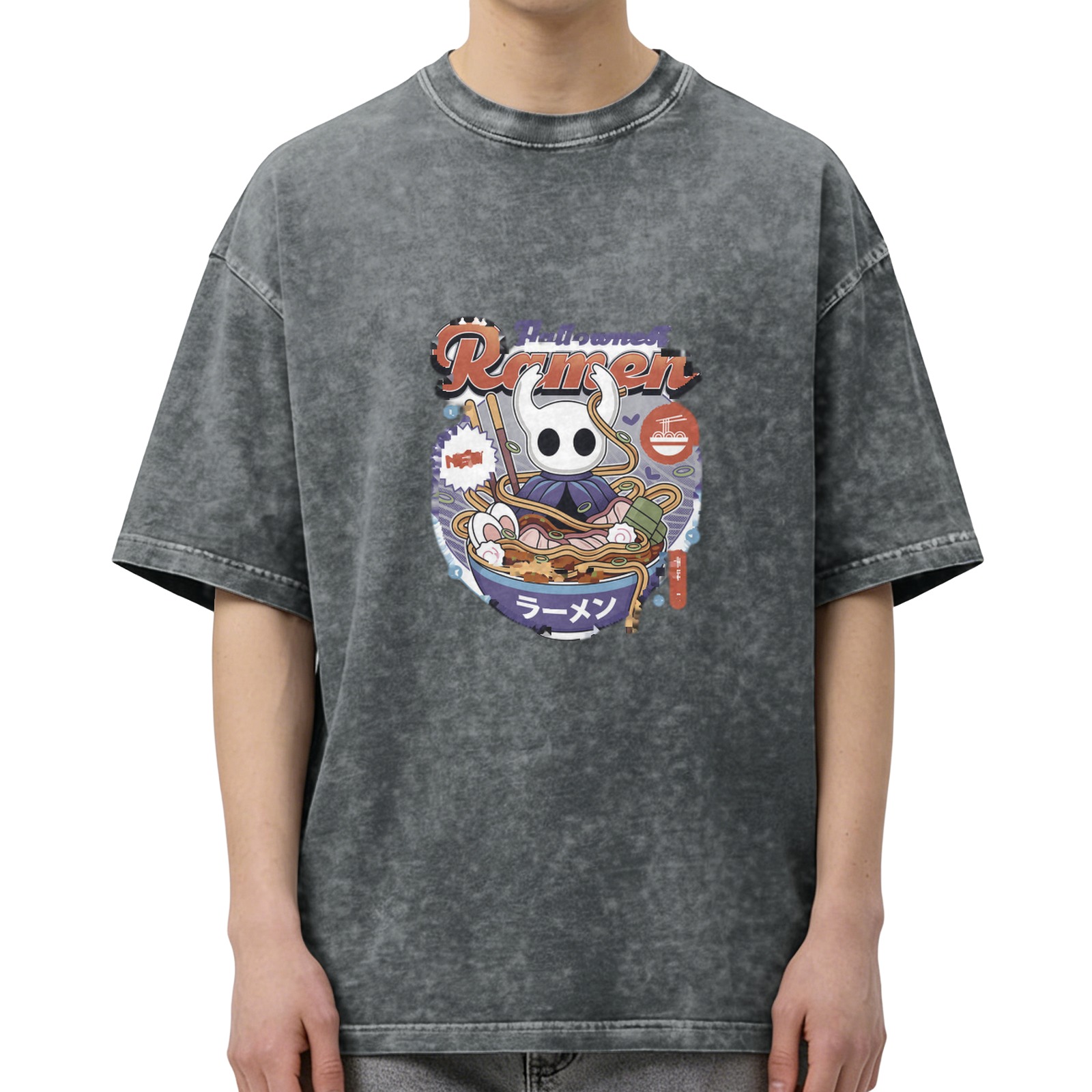 Hollow Knight Ramen Graphic Acid Wash Oversized T-Shirt