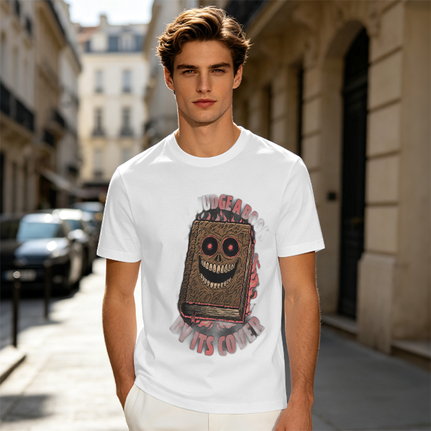 Olive T-Shirt With Evil Monster Book Graphic Design