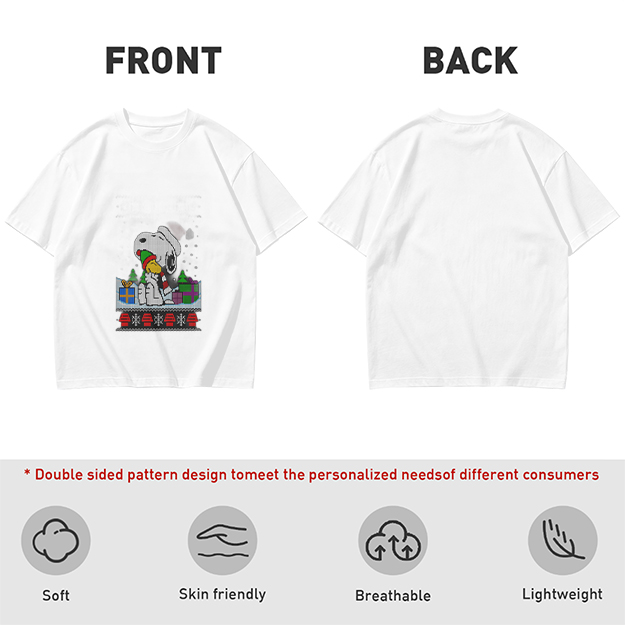 Olive Christmas Snoopy and Woodstock Graphic T-Shirt
