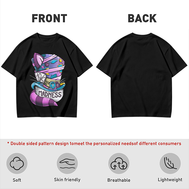Olive T-Shirt With Mad Hatter Cheshire Cat Madness Graphic