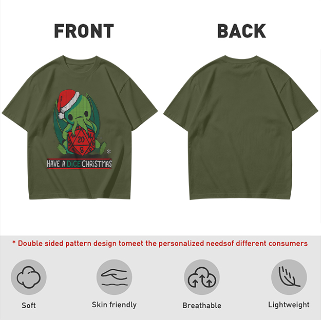 Have a Dice Christmas Cute Cthulhu Santa T-Shirt