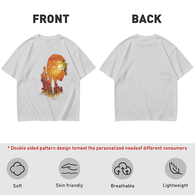 Olive T-Shirt with Sunset Lion Silhouette Graphic Print