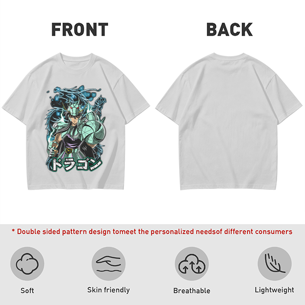 Olive T-shirt with Dragon Saint Seiya Anime Graphic Print