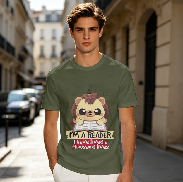 Hedgehog Reading Book I'm A Reader Thousand Lives T-Shirt
