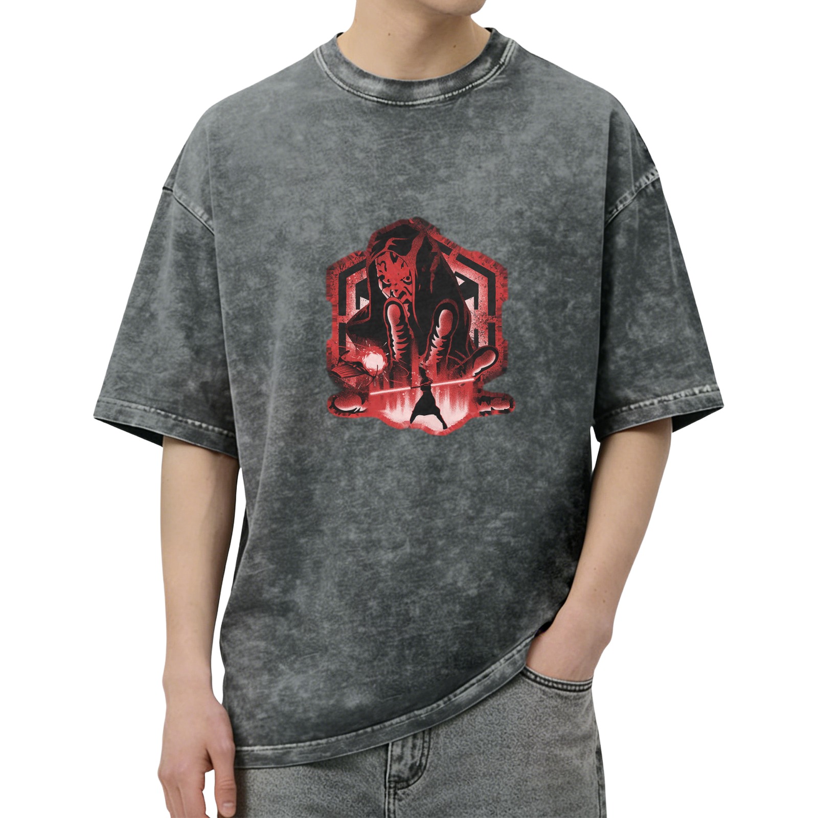Star Wars Sith Character Graphic Acid Wash Black T-Shirt