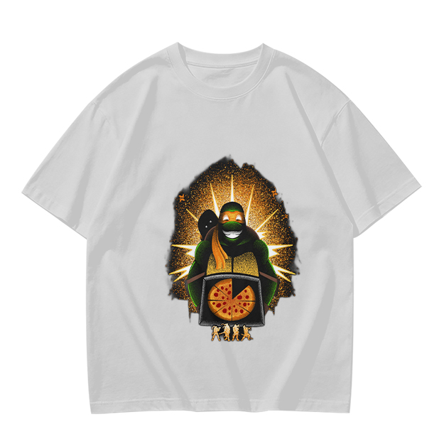 Olive T-shirt with Teenage Mutant Ninja Turtle Pizza Graphic