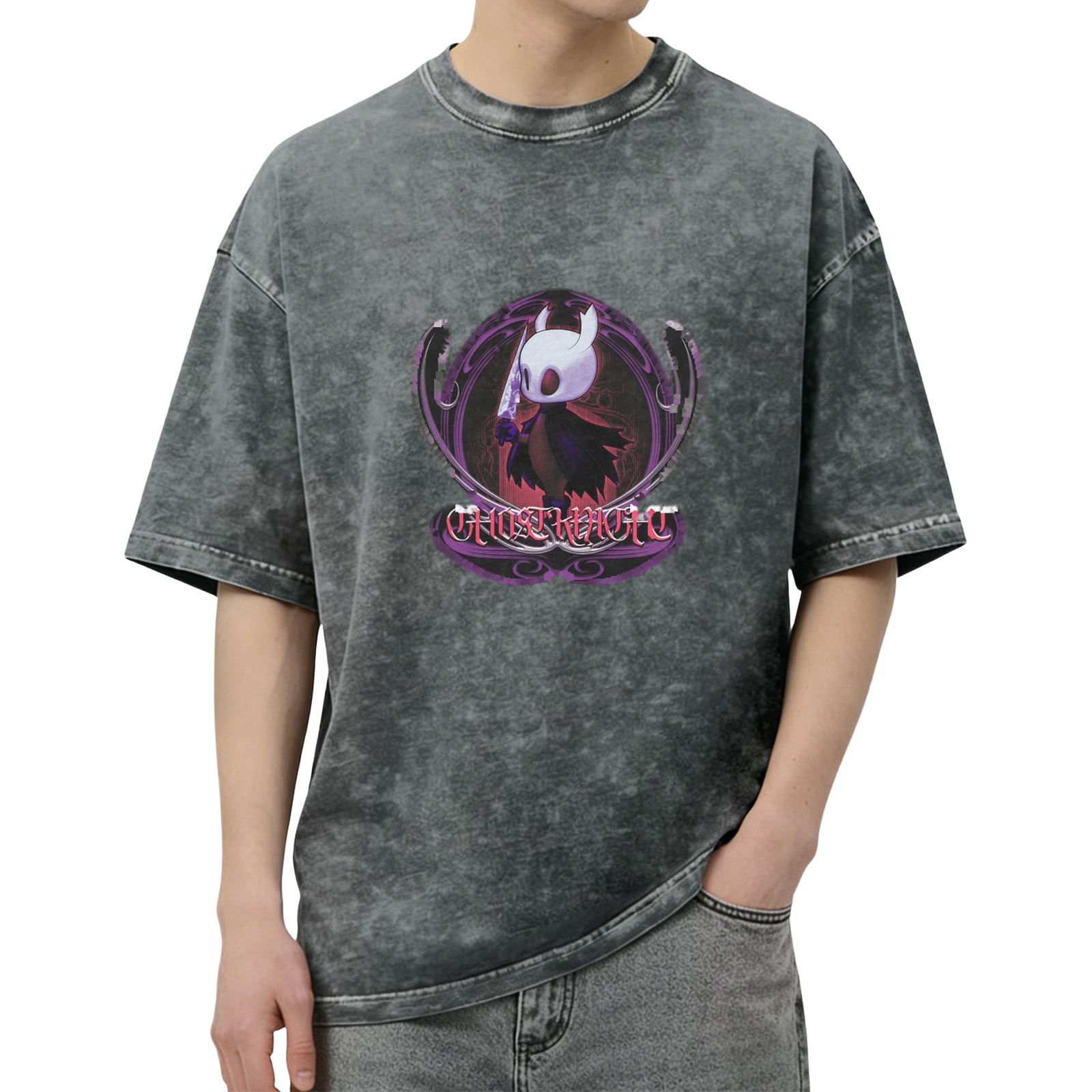 Hollow Knight Ghost Knight Graphic Dark Wash T-Shirt