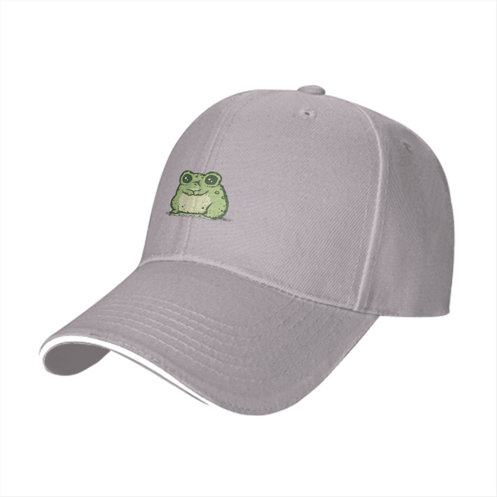 Black Baseball Cap With Cute Chubby Frog Graphic Design