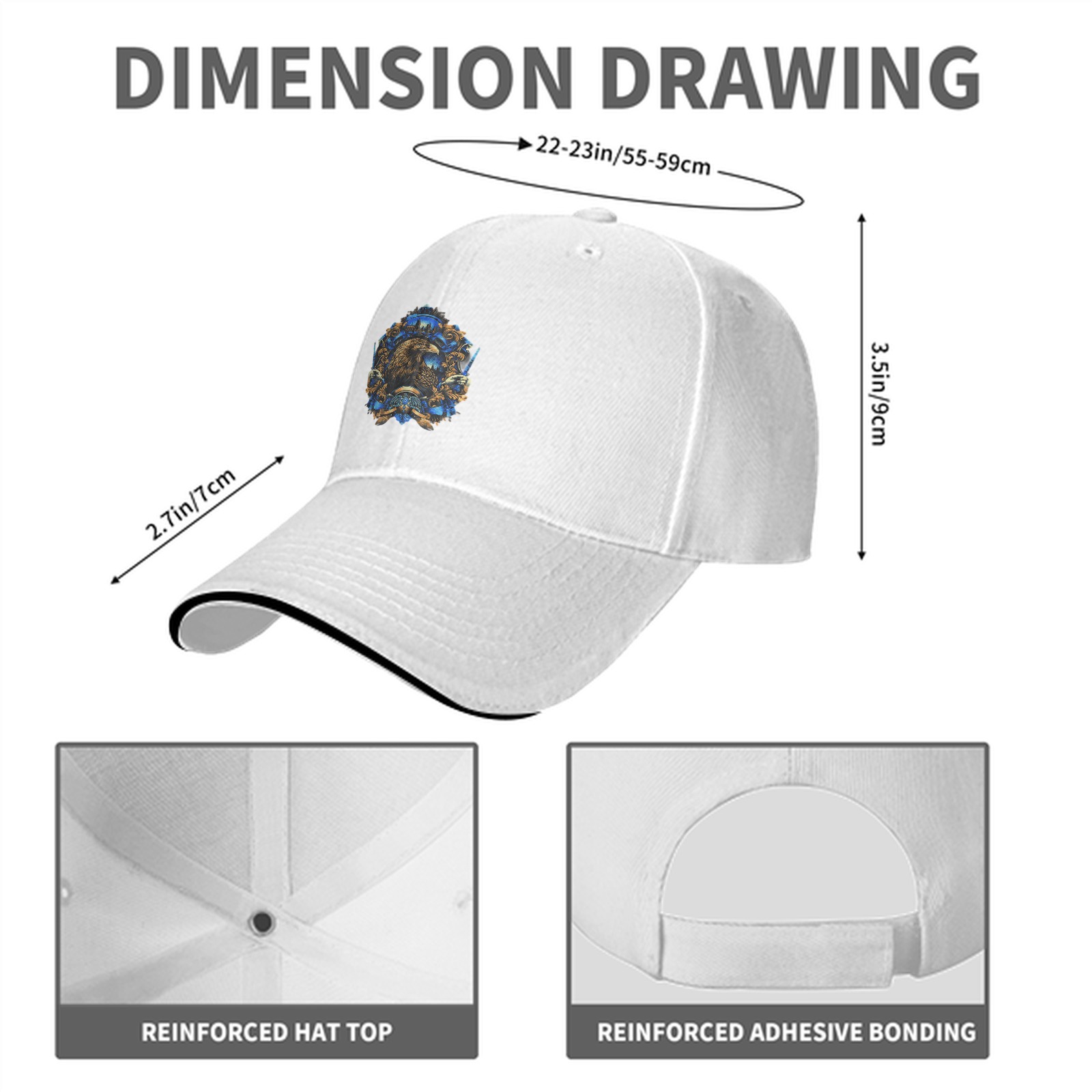 Black Baseball Cap With Detailed Eagle Crest Graphic