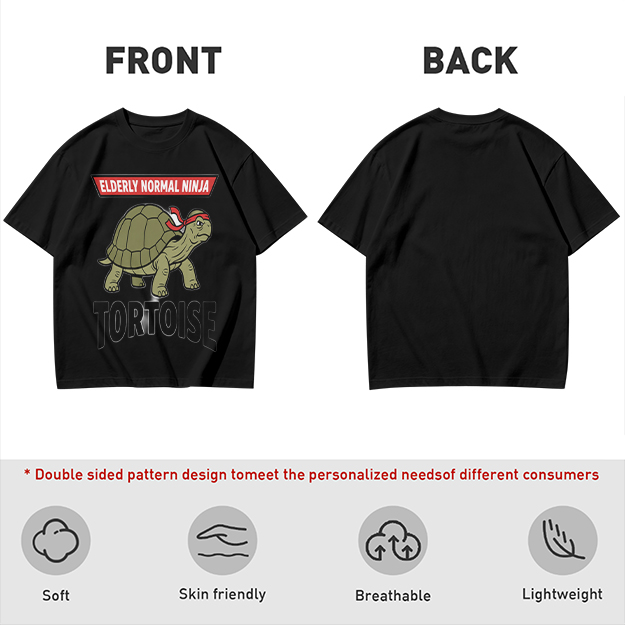 Elderly Normal Ninja Tortoise Graphic Olive T-Shirt
