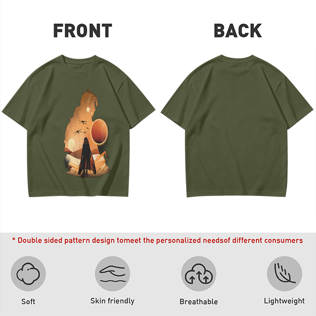 Olive T-Shirt With Desert Sci-Fi Silhouette Graphic Print