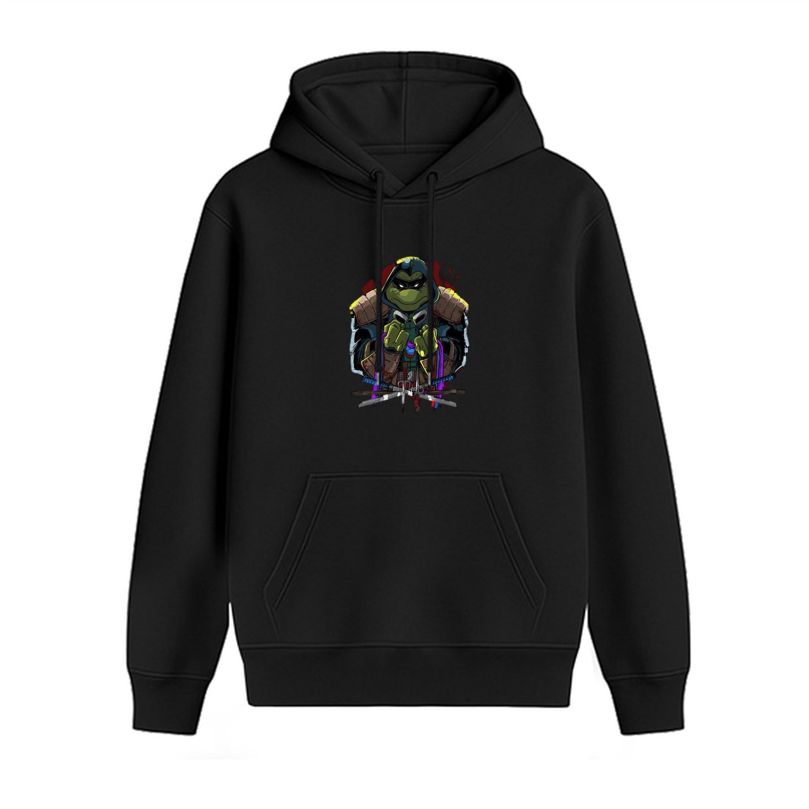 Black Hoodie with Teenage Mutant Ninja Turtle Graphic Print