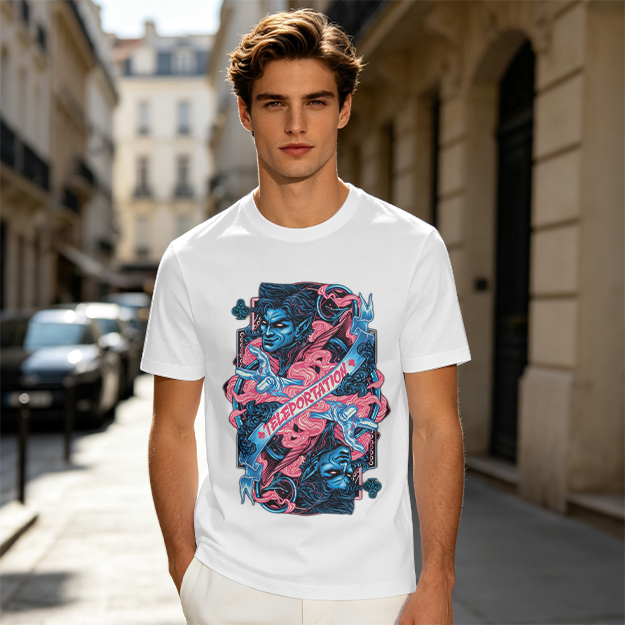 Olive Graphic Tee With Teleportation Demon Artwork