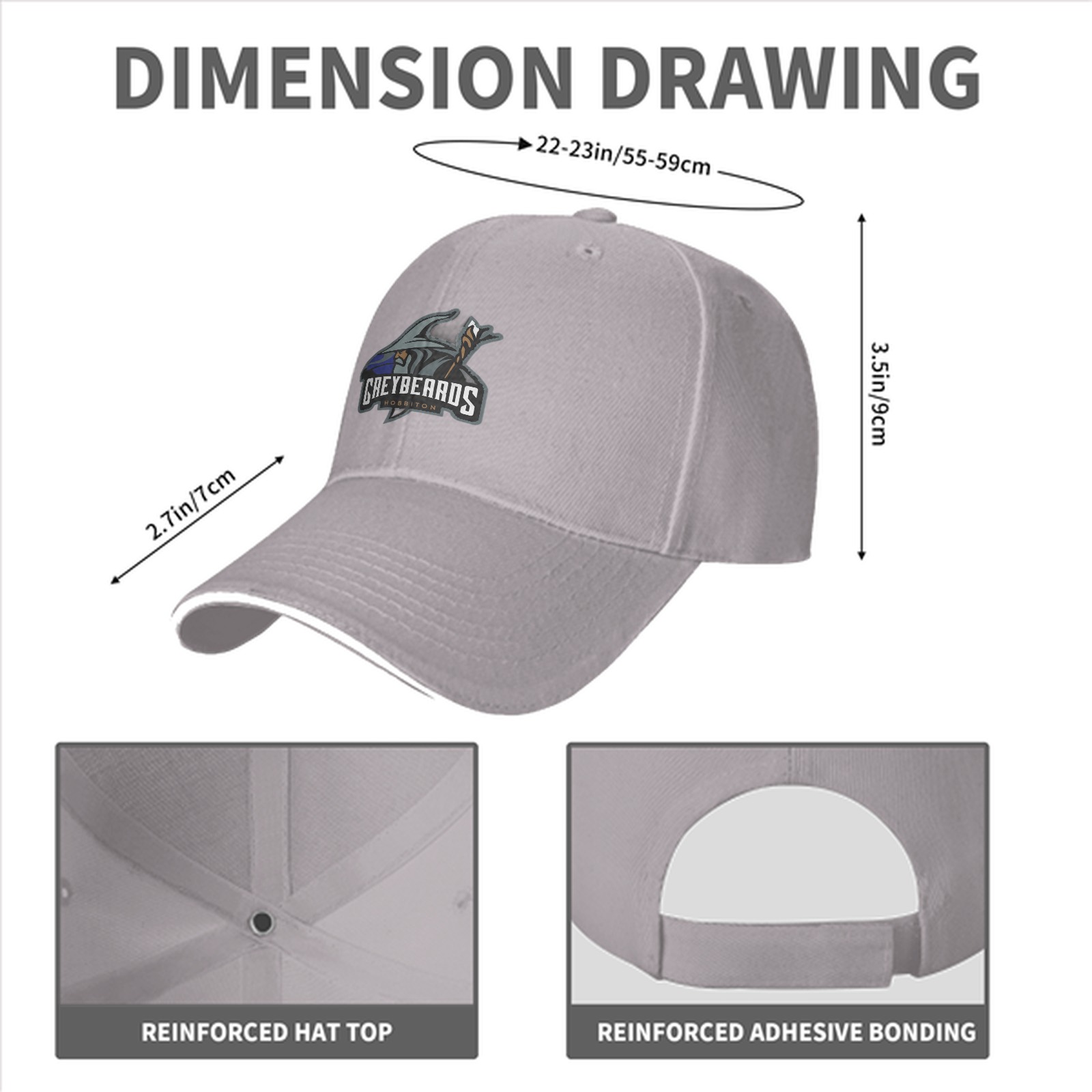 Black baseball cap with Greybeards Hobbiton wizard logo