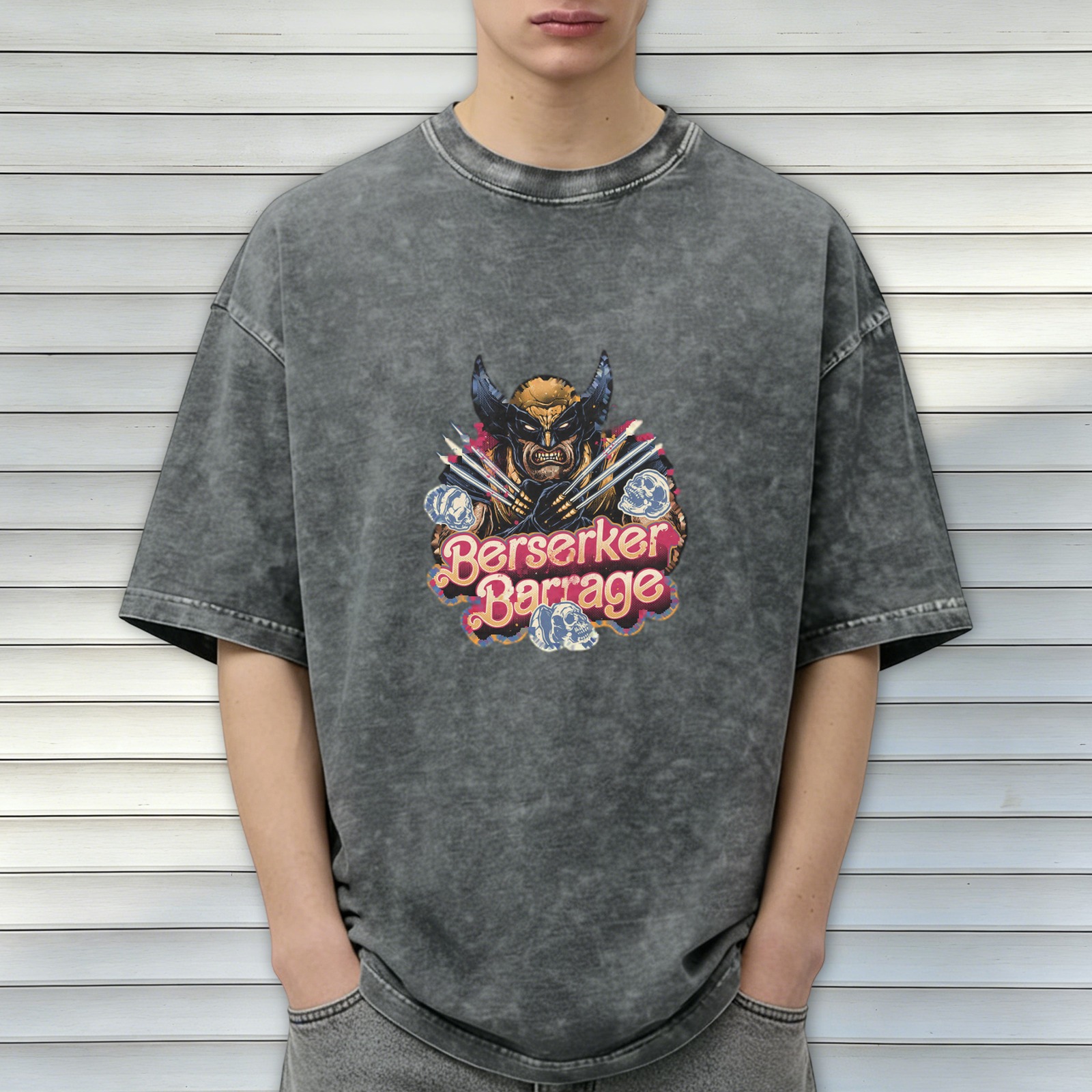 Wolverine Berserker Barrage Graphic Stonewashed Black T-Shirt