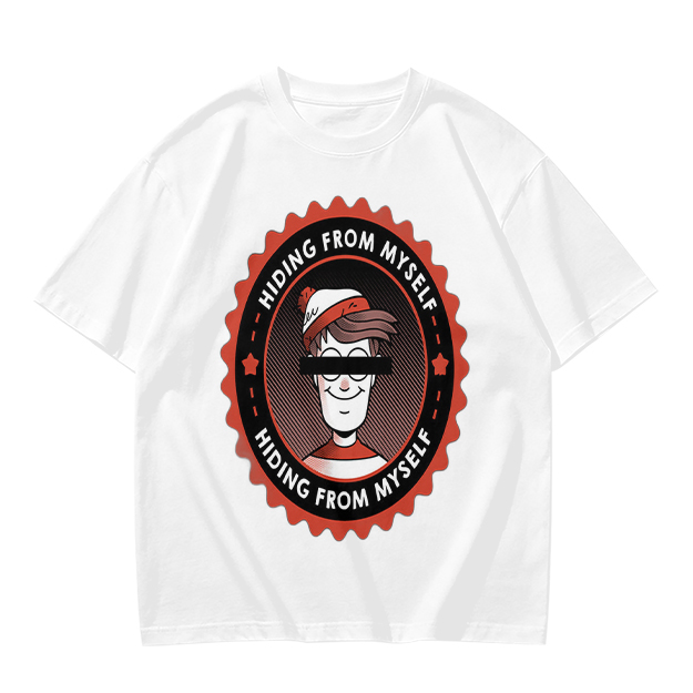 Olive T-Shirt With Hiding From Myself Graphic Print