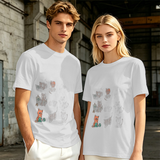 Olive Green Graphic T-Shirt With Cute Animal Print