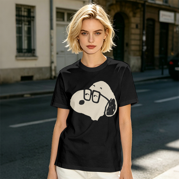 Olive T-Shirt With Snoopy Wearing Glasses Graphic