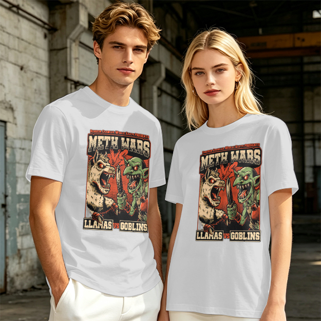 Meth Wars Llamas vs Goblins Graphic T-Shirt