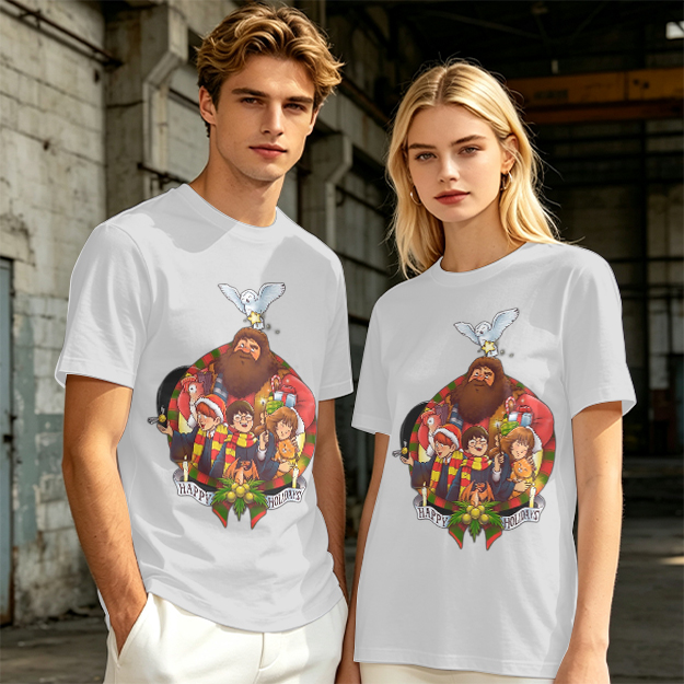 Harry Potter Happy Holiday Group Graphic Olive T-Shirt