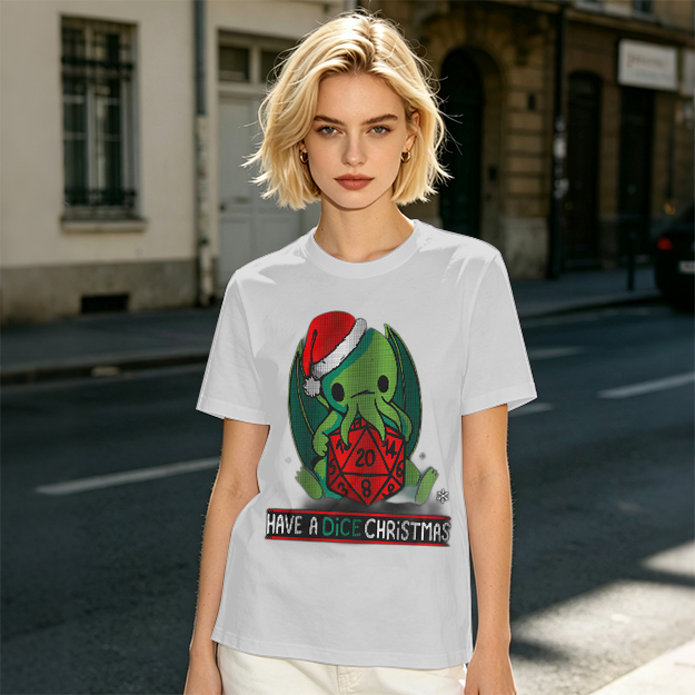 Have a Dice Christmas Cute Cthulhu Santa T-Shirt