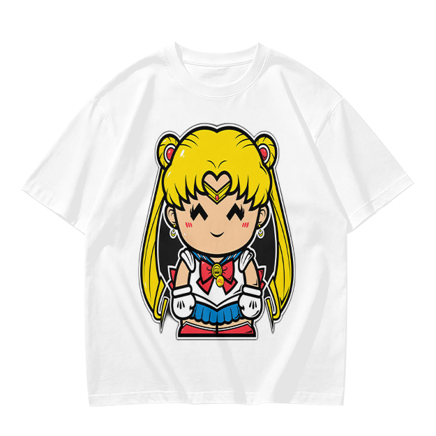 Olive T-shirt with Chibi Sailor Moon Graphic Print