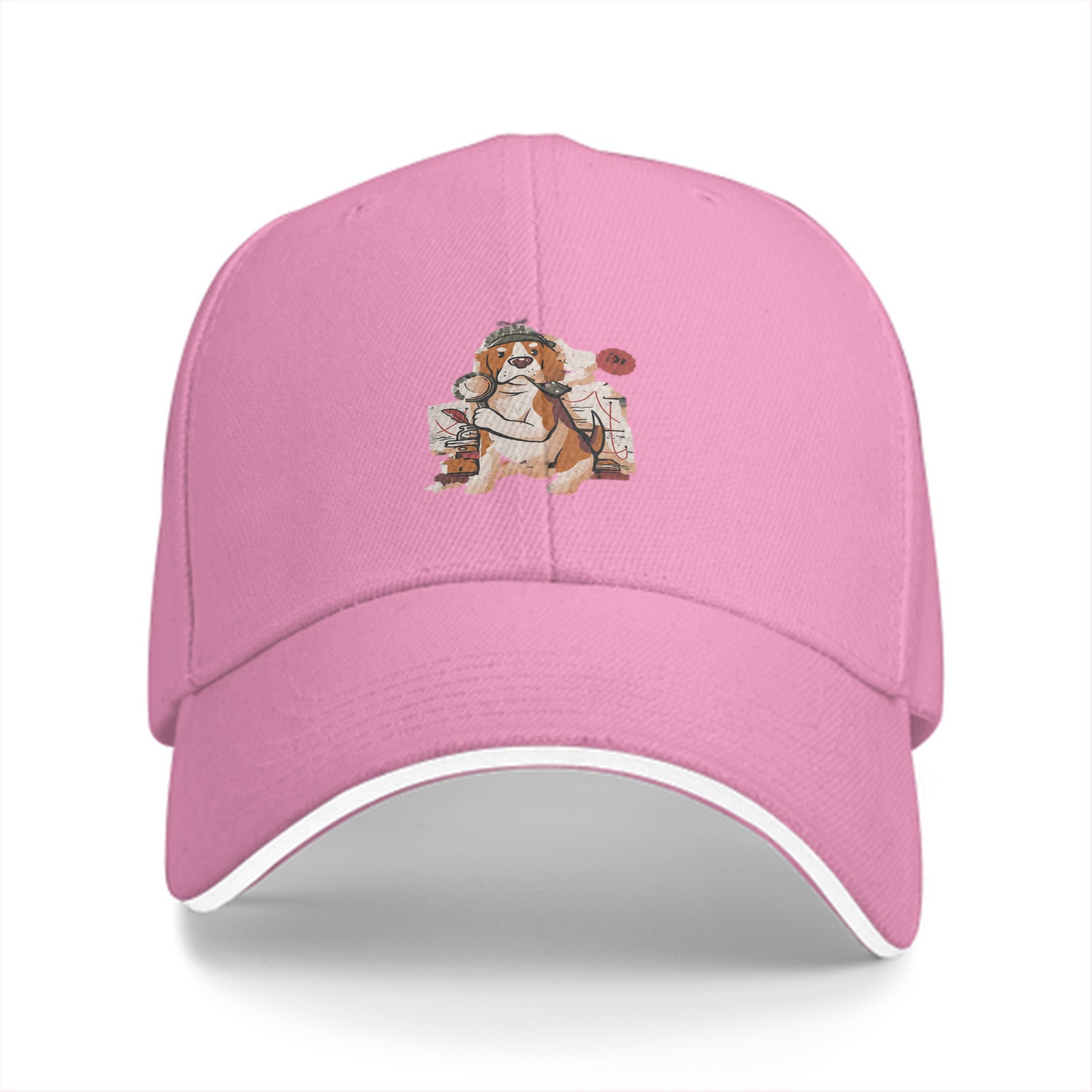 Black Baseball Cap With Beagle Detective Graphic Print
