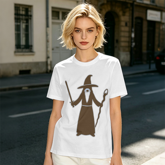 Olive Green T-Shirt With Cyclops Wizard Graphic Print