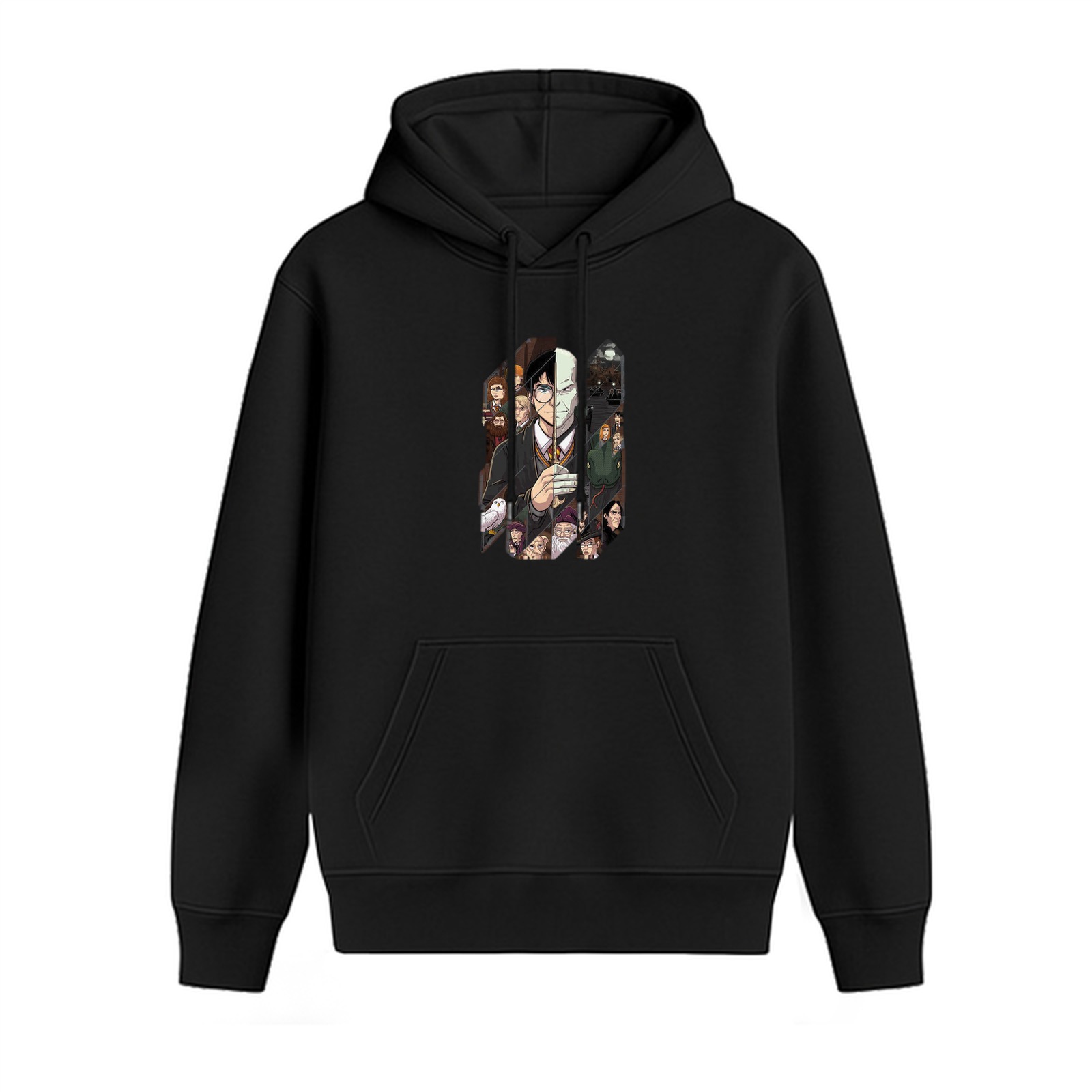 Black Harry Potter Split Character Graphic Hoodie