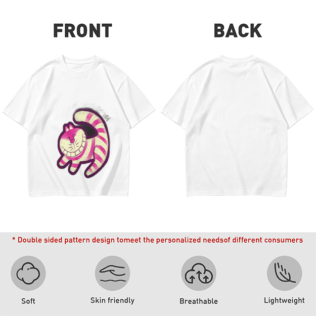 Olive T-Shirt with Cheshire Cat Graphic Print