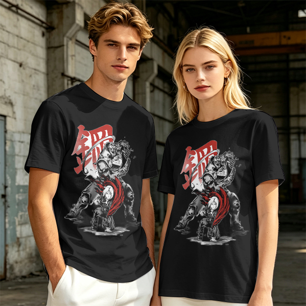 Olive T-shirt with Fullmetal Alchemist Character Art Print