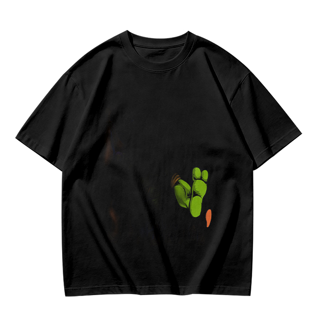 Olive Green T-Shirt With Cartoon Frog Feet Print